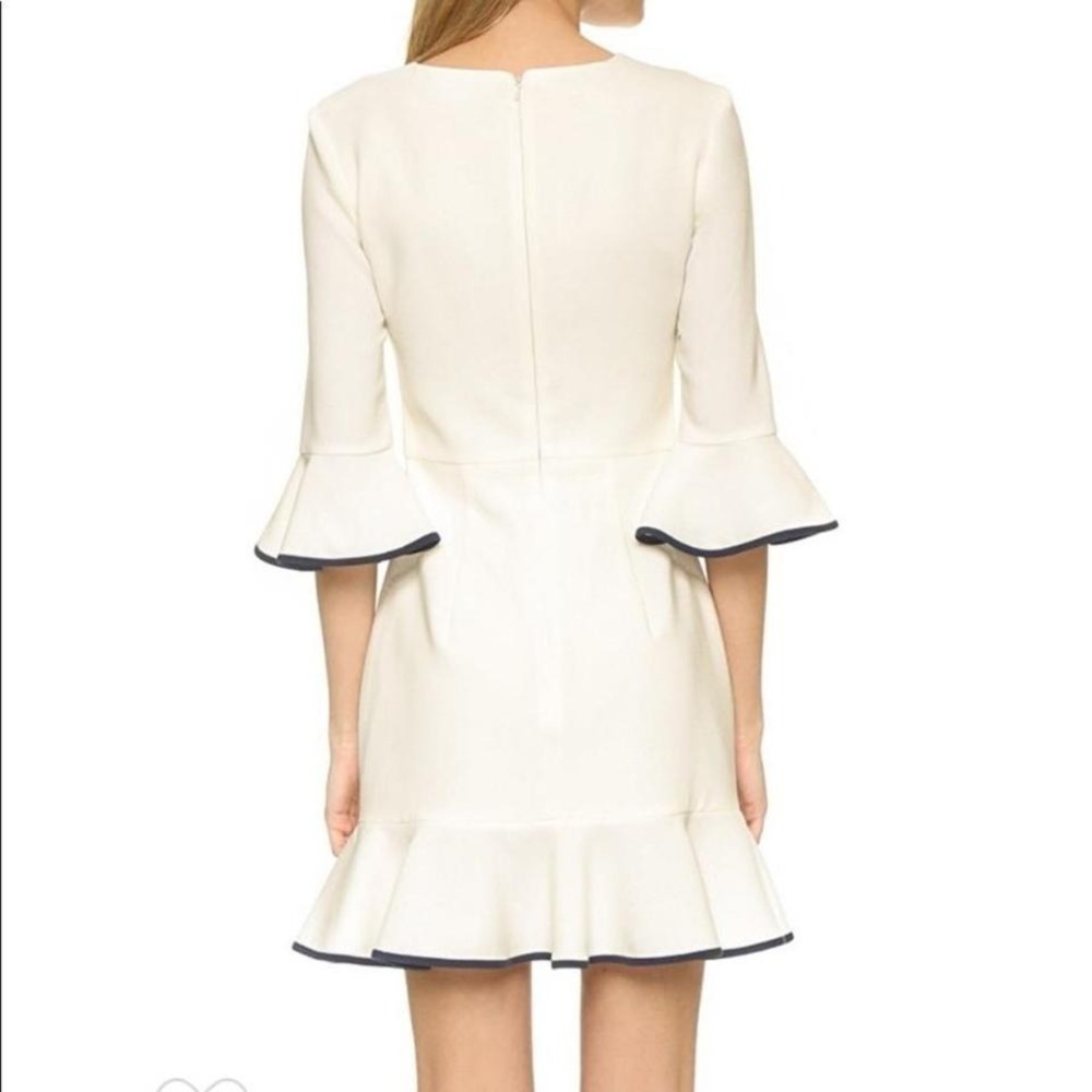 Black Halo Brooklyn Dress with Ruffle Bell Sleeves Flutter Porcelain White Navy - Picture 2 of 6